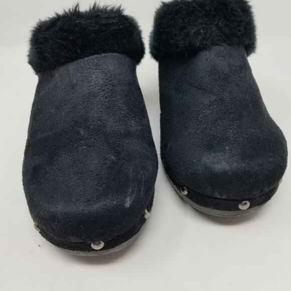UnionBay Black Faux Fur Slip ons Clogs Platform  Slides 11 - Picture 2 of 10